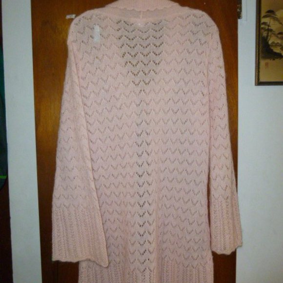 Womens Victoria Secret Mohair Wool Blend Pink Sweater Coat Long Cardigan M Mediu - Picture 2 of 8